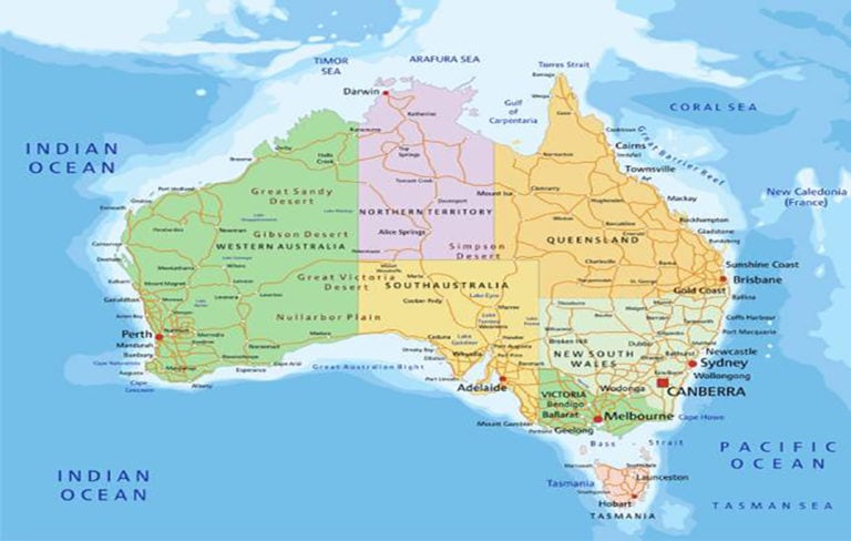 australia highly detailed editable political map with separated layers.